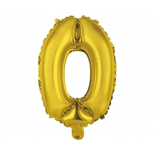 Μπαλόνι Φοιλ Μίνι Νούμερο "0" Χρυσό / 35 εκ