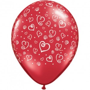 Μπαλόνια Λατεξ 11" Q Swirl Hearts /50 τεμ