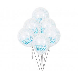 Μπαλόνια Λατέξ 12" It's a Boy με Σιέλ Κονφετί / 6 τεμ