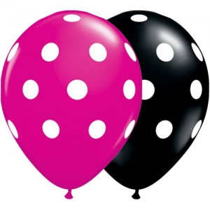 Μπαλόνια Λάτεξ 11" Big Polka Dots Ast Black and Magenta /25 τεμ