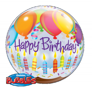 Bubble Μονό Birthday Balloons & Candles 56εκ