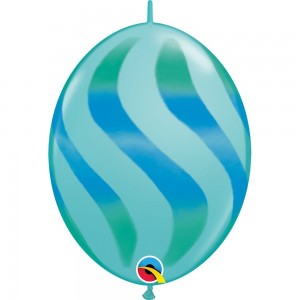 Μπαλόνια 12" Quick Link Wavy Stripes Μπλε & Πράσινο /50 τεμ