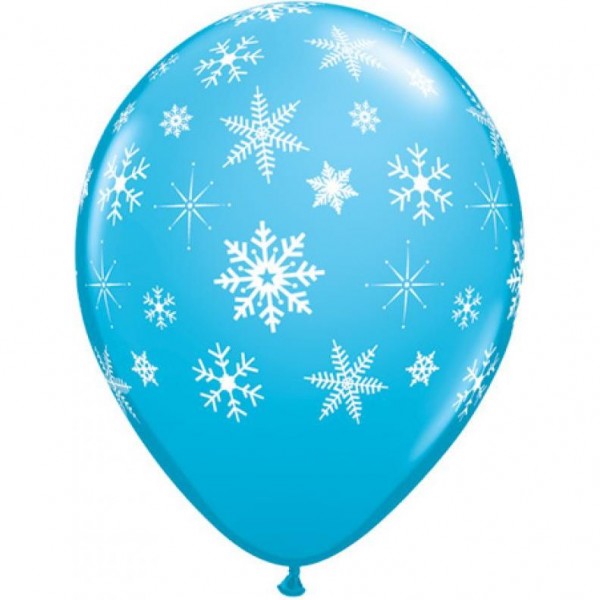 Μπαλόνια Λάτεξ 11" Snowflakes & Sparkles Robins Egg Blue /25 τεμ - Χιονονιφάδες