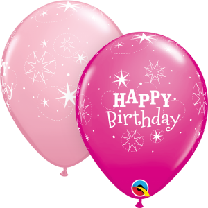 Μπαλόνια Λατεξ 11" Birthday Sparkle Pink & Wild Berry /25 τεμ