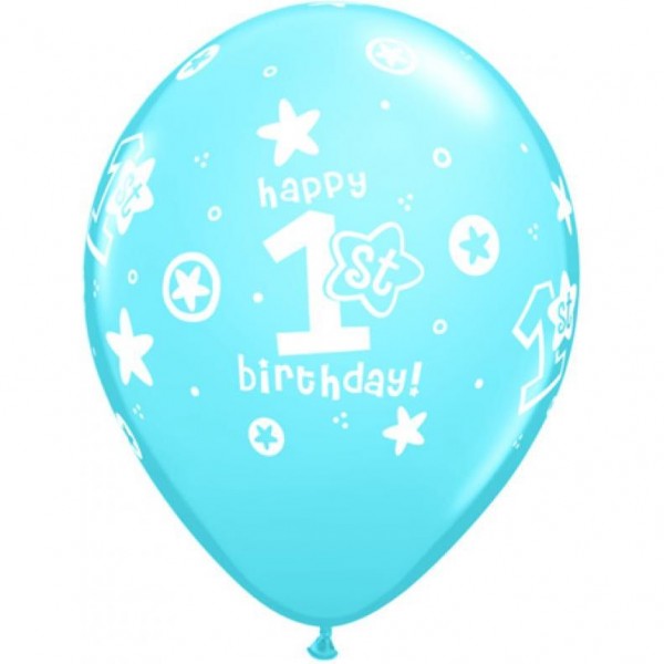 Μπαλόνια Λατεξ  11" 1st Birthday Circle Stars Boy /25 τεμ