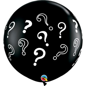 Μπαλόνι Λάτεξ 3' Μαύρο με Ερωτηματικό Gender Reveal / 2 τεμ