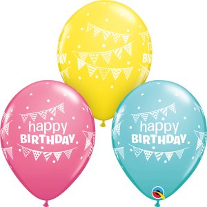 Μπαλόνια Λάτεξ 11" Birthday Pennants & Dots Ast /25 τεμ