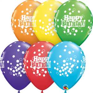 Μπαλόνια Λάτεξ 11" Birthday Confetti Dots Rainbow Ast/ 25 τεμ