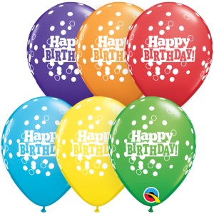 Μπάλονια Λατέξ 5" Bright Rainbow Assorted Bday Confetti Dots / 100 τεμ