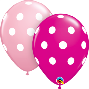 Μπαλόνια  Λατεξ 11" Big Polka Dots Pink & Berry /25 τεμ