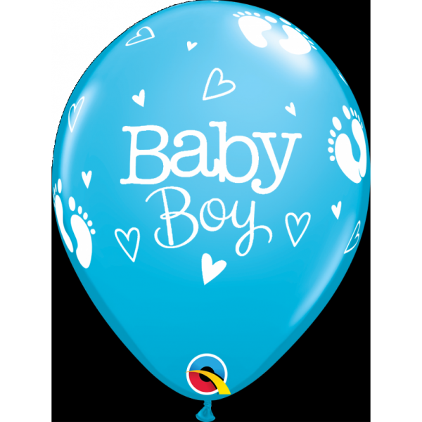 Μπαλόνια Λάτεξ 11" Baby Boy Footprints & Hearts /25 τεμ