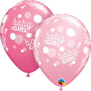 Μπαλόνια Λάτεξ 11" Baby Girl Dot Pink & Rose 25τεμ