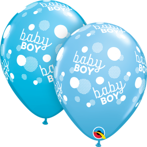 Μπαλόνια Λάτεξ 11" Baby Boy Dot Pale Blue & Robins 25τεμ