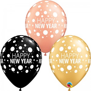 Μπαλόνια Λάτεξ 11" Happy New Year Dots /25 τεμ 