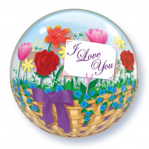 Bubble μονό I love you Flower Basket 56εκ