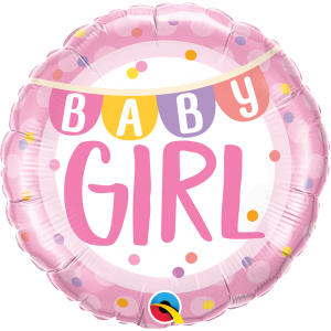 Μπαλόνι Φοιλ 18" Βaby Girl Banner & Dots / 45 εκ