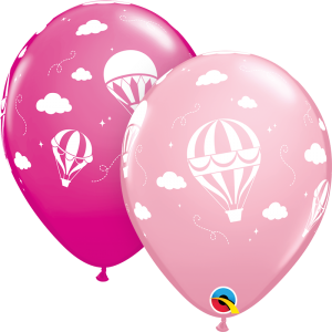 Μπαλόνια Λατέξ 11" Αερόστατο Ροζ & Φούξια Baby Girl Hot Air Balloon /25 τεμ