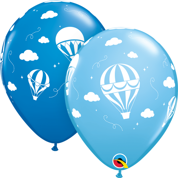 Μπαλόνια Λατέξ 11" Αερόστατο Σιελ & Μπλε  Baby Boy /25 τεμ 