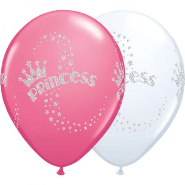 Μπαλόνια Λάτεξ 11" Glitter Princess Ast White and Rose /25 τεμ