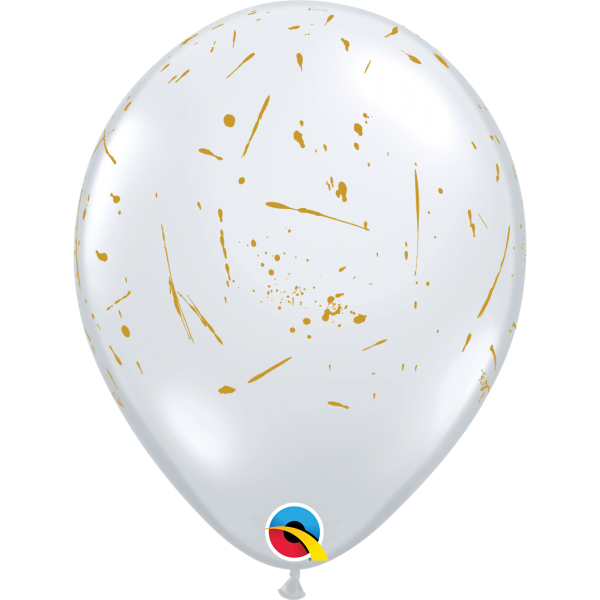 Μπαλόνια Λάτεξ Διάφανο 11" Paint Splatters Χρυσό / 25 τεμ