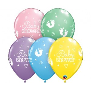 Μπαλόνια Λάτεξ 11" Baby Shower Footprints & Hearts Ast /25 τεμ