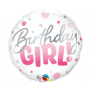 Μπαλόνι Φοιλ 18" Birthday Girl Pink Dots / 46 εκ