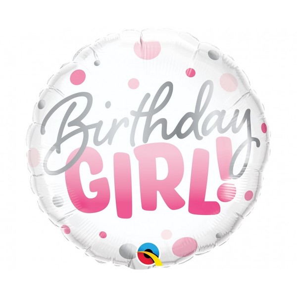 Μπαλόνι Φοιλ 18" Birthday Girl Pink Dots / 46 εκ