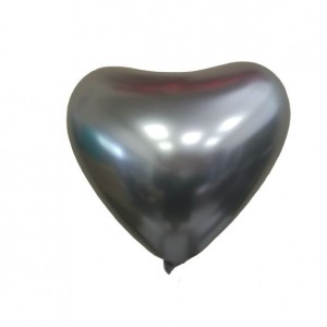 Μπαλόνια Λάτεξ Καρδιά 12" Satin Lux Platinum Ασημί /100 τεμ