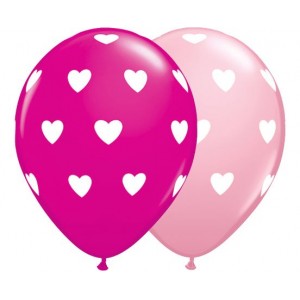 Μπαλόνια Λάτεξ 11" Big Hearts Pink & Wild Berry /25 τεμ