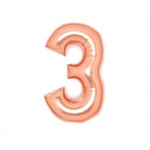 Φοιλ Σχήμα Ροζ Χρυσό 26" Νούμερο "3" / 66εκ ύψος