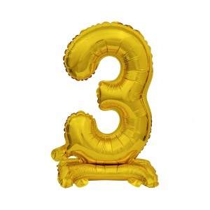 Μπαλόνι Φοιλ Μίνι με βάση Νούμερο "3" Χρυσό / 38 εκ