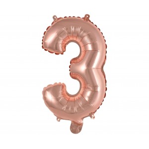 Μπαλόνι Φοιλ Μίνι Νούμερο "3" Ροζ Χρυσό / 35 εκ