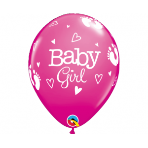 Μπαλόνια Λάτεξ 11" Baby Girl Footprints & Hearts /25 τεμ