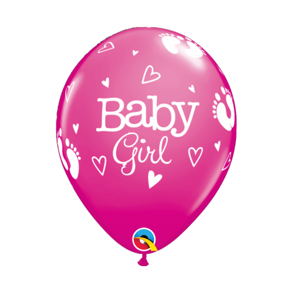 Μπαλόνια Λάτεξ 11" Baby Girl Footprints & Hearts /25 τεμ