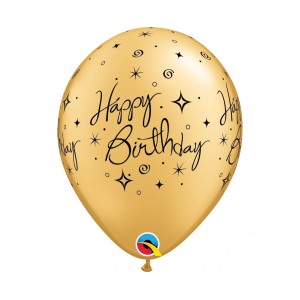 Μπαλόνια Λάτεξ 11" Χρυσό Birthday Elegant Sparkles & Swirls /25 τεμ