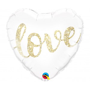 Μπαλόνι Φόιλ 18" Καρδιά Love Glitter