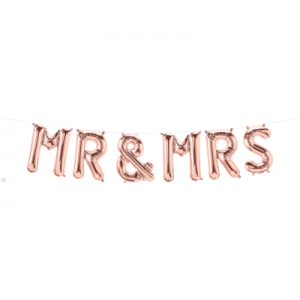 Μπαλόνι Γράμματα Mr & Mrs Ροζ Χρυσό