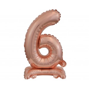 Μπαλόνι Φοιλ Μίνι με βάση Νούμερο "6" Ροζ Χρυσό / 38 εκ