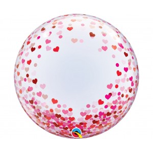 Deco Bubble 24" Red & Pink Confetti Hearts