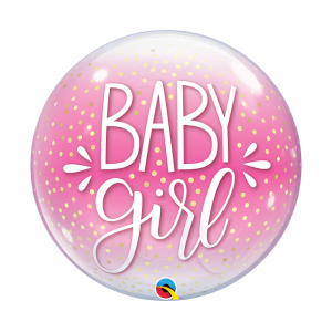 Bubble μονό 22" Baby Girl Pink & Confetti Dots / 56εκ