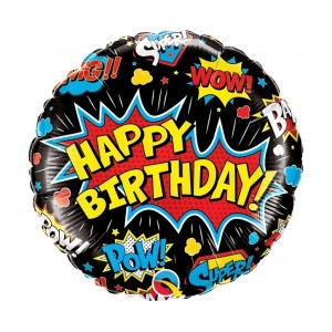 Μπαλόνι Φοιλ 18" Birthday Super Hero Black / 46 εκ