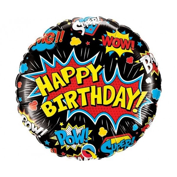 Μπαλόνι Φοιλ 18" Birthday Super Hero Black / 46 εκ