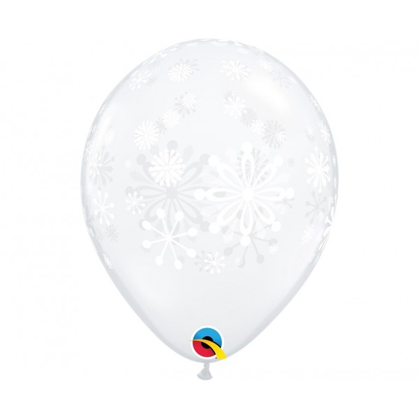 Μπαλόνια 11" Διάφανα Contemporary Snowflakes -A-Round /25 τεμ - Χιονονιφάδες