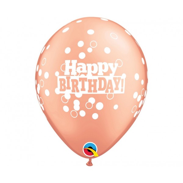 Μπαλόνια Λάτεξ 11" Birthday Confetti Dots Ροζ Χρυσό /25 τεμ