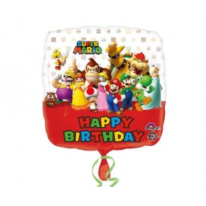 Μπαλόνι Φοιλ 17" Τετράγωνο Happy Birthday Super Mario Bros / 43εκ