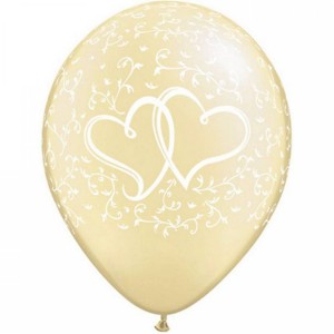 Μπαλόνια Λάτεξ 11" Entwined Hearts Περλέ Ιβουάρ /25 τεμ Wedding-Γάμος-Anniversary- Επέτειος