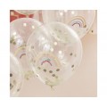 Μπαλόνια Λατέξ με Κομφετί Rainbow/Ουράνιο-τόξο / 5 τεμ