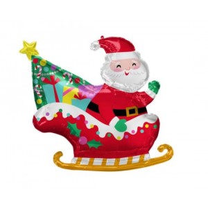Μπαλόνι Φοιλ Σχήμα Santa's Sleigh / 76εκ x 71εκ - Άγιος Βασίλης