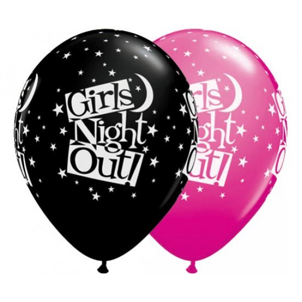 Μπαλόνια Λάτεξ 11" Girls Night Out Stars Ασσορτί Μαύρο & Φούξια 