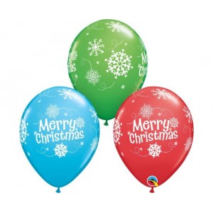 Μπαλόνια Λάτεξ 11" Merry Christmas Snowflakes